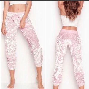 Victoria secret crushed velvet joggers pink sz M